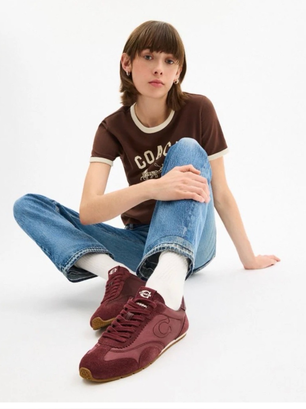 Coach New in Box Suede and Satin Merlot Flat Sneakers Sz 8B (Sold Out online)